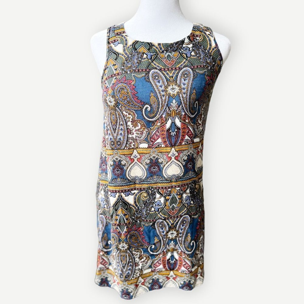 Pink Rose Relaxed Fit Flowy Sleeveless Abstract Print Tunic Tank Top. Small.